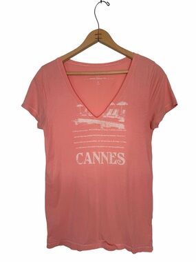 J. Crew Vintage Graphic Tee V-neck Short Sleeve Cannes Size Large